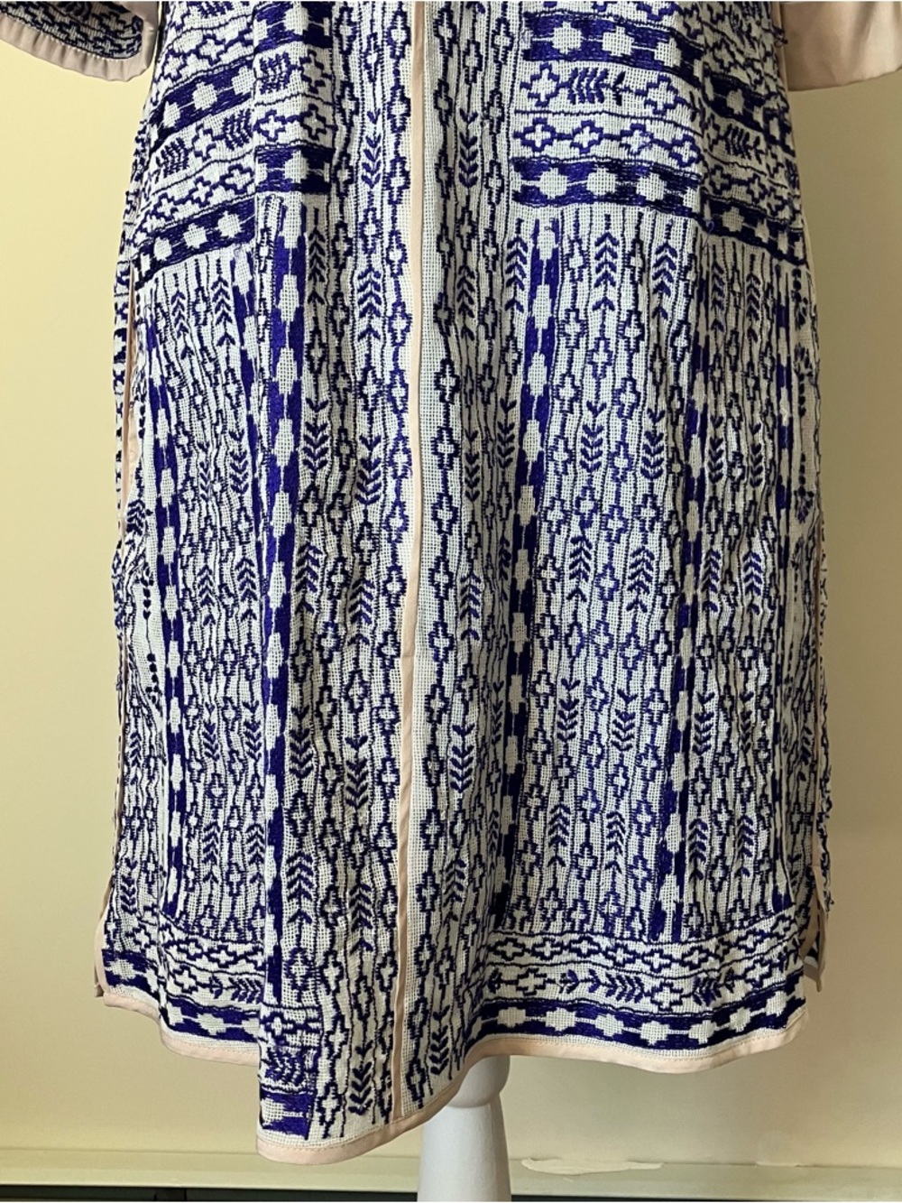 Love Sam Blue & White Embroidered V Neck Tunic Cover up Dress size XS - Picture 7 of 10